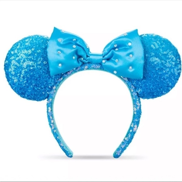 Minnie Mouse Sequin Ear Headband for Adults – Aqua - Picture 2 of 5